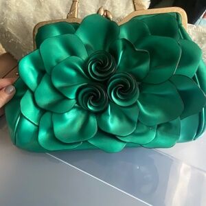 Emerald Green Rosette Clutch